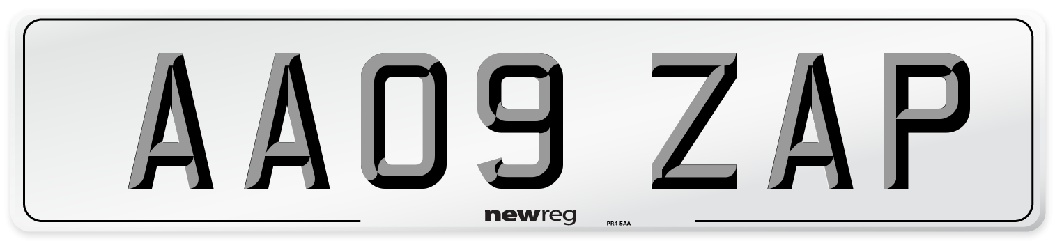 AA09 ZAP Number Plate from New Reg